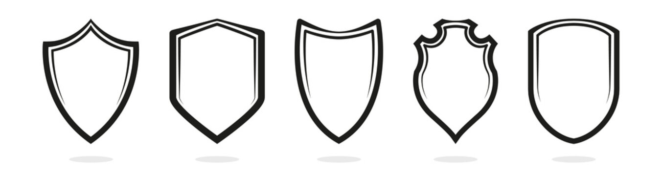 Protect shield black frame symbol icon vector illustration set