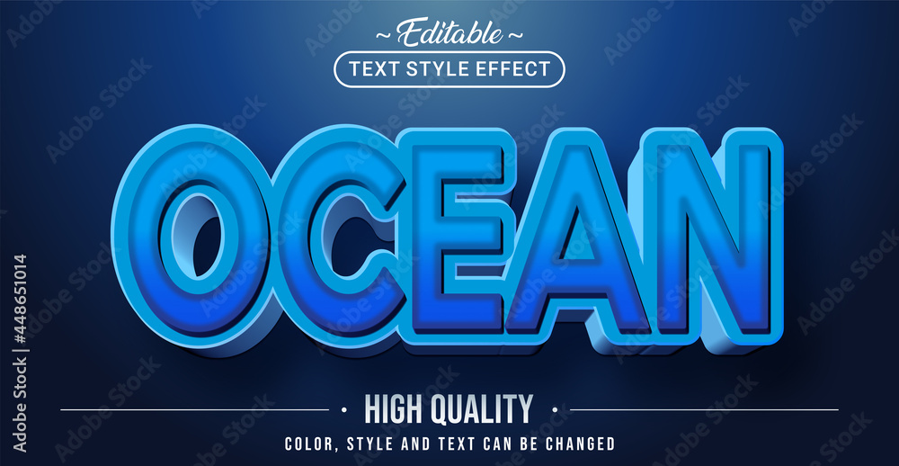 Poster editable text style effect - blue ocean text style theme.