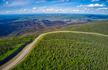 Aerial View of the Dalton Highway during the Alaska Summer