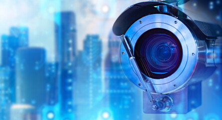 Anti-vandal surveillance system. Outdoor CCTV camera close-up. CCTV camera symbolizes surveillance....