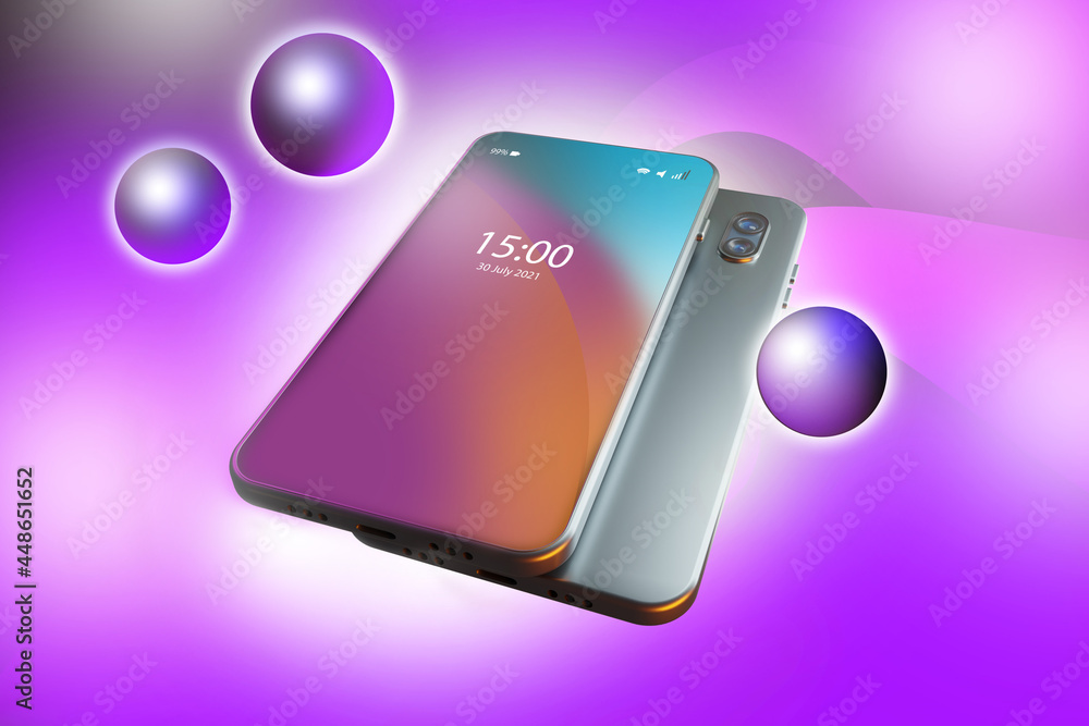 Poster realistic smartphone lock screen. smartphone display upside down. lock screen with clock. realistic 