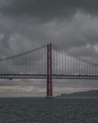 Sideview from 25 de Abril Bridge, Lisbon, Portugal