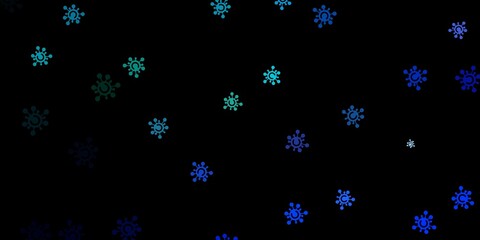 Dark blue vector background with covid-19 symbols.