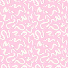 Vector seamless pattern with wavy brush strokes. Hand painted stylish texture for fabric, wallpaper, wrapping.