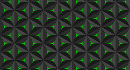 Volumetric polygonal black pattern. Vector luxury abstract black background. Repeating geometric.