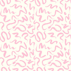 Vector seamless pattern with wavy brush strokes. Hand painted stylish texture for fabric, wallpaper, wrapping.