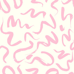 Vector seamless pattern with wavy brush strokes. Hand painted stylish texture for fabric, wallpaper, wrapping.
