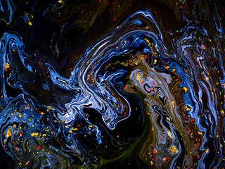 Abstract Colorful Marble Forms for Creative Designs Made with Liquid Acrylic Paint in Motion.