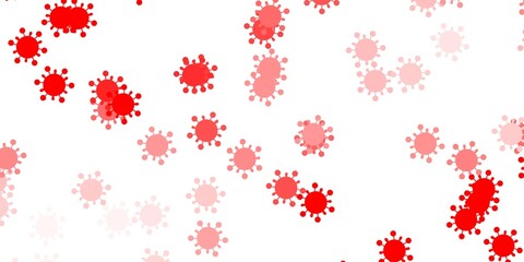 Light red vector background with covid-19 symbols.