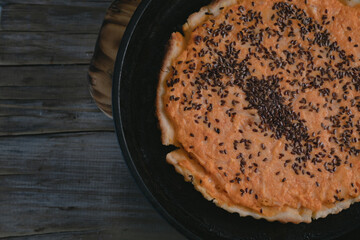 pumpkin pie with sesame seeds