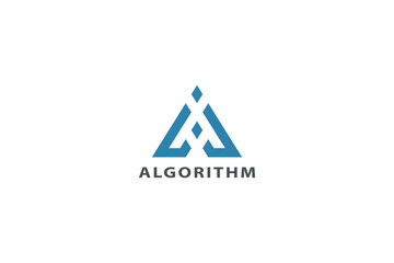 Letter A blue color creative triangle technological arrow corporate logo