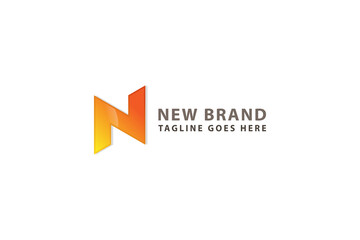 Letter N creative 3d orange color glittering awesome arrow technological business logo