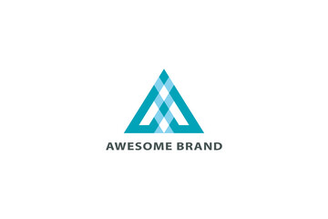 Letter A blue color creative triangle technological arrow corporate logo