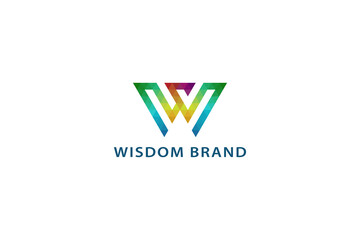Letter W creative colorful grid system technological natural healthy safe life business logo