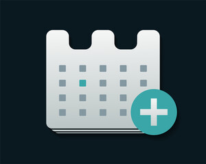 Calendar plus symbol. Add event. Add new appointment on calendar.  Illustration vector