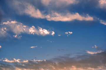 The beautiful view of the blue sky and colorful clouds and the sunset glow after the rain