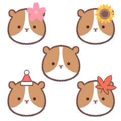 モルモットと四季のアイコンセット