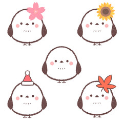 シマエナガと四季のアイコンセット