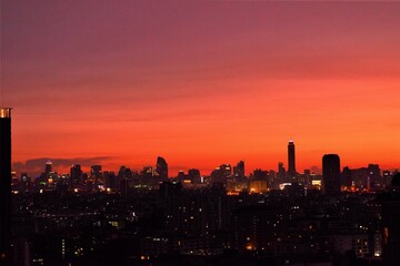 Fototapeta na wymiar Sunset at Bangkok in Thailand