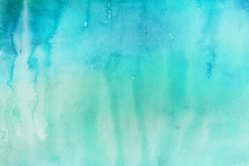 abstract watercolor greenish blue sky and clouds effect painting pattern and grunge brushed gradient texture.