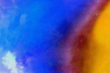abstract dark blue and orange holographic rainbow space texture with fantasy colorful pastel surface gradient effect pattern.