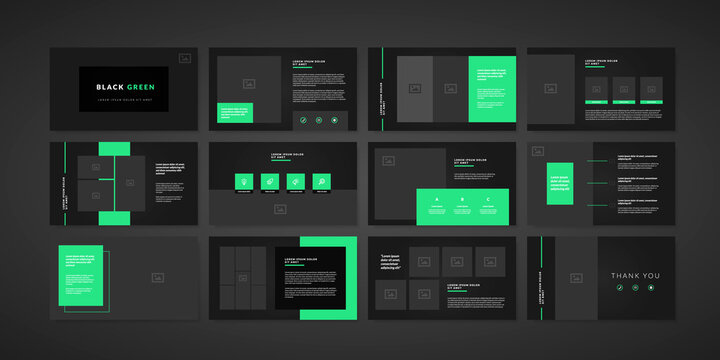 Presentation design a combination of bright green and black