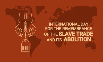 Vector illustration, sketch of a hand chained with a bar code, as a banner or poster, International Day for the Remembrance of the Slave Trade and its Abolition.