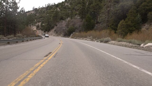 Rim of the World Scenic Byway Snow Mountain Canyon Driving Plate 04 San Bernardino Mountains California USA