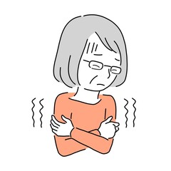 悪寒がする高齢者の女性
