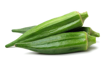 Fresh young okra isolated on white background