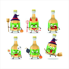 Halloween expression emoticons with cartoon character of cider bottle. Vector illustration