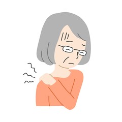 肩が痛い高齢者の女性