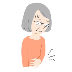 お腹が痛い高齢者の女性