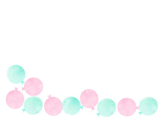 水ヨーヨーの水彩風フレーム、横