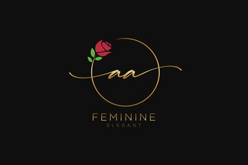 initial AA Feminine logo beauty monogram and elegant logo design, handwriting logo of initial signature, wedding, fashion, floral and botanical with creative template.