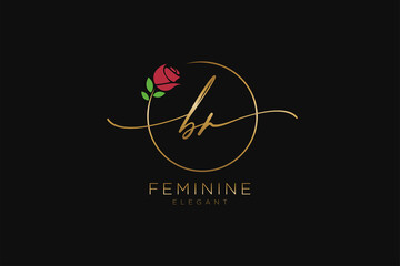 initial BR Feminine logo beauty monogram and elegant logo design, handwriting logo of initial signature, wedding, fashion, floral and botanical with creative template. - obrazy, fototapety, plakaty