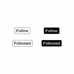 Follow, Followed Button Icon Vector