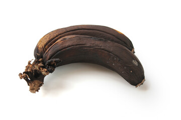 Rotten banana isolated  on white background 