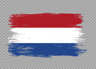 Netherlands flag with brush paint textured isolated  on png or transparent  background,Symbol of Netherlands,template for banner,advertising ,promote, design,vector,top gold medal winner sport country