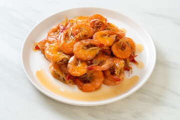 Sweet shrimps is Thai dish which cooks with fish sauce and sugar