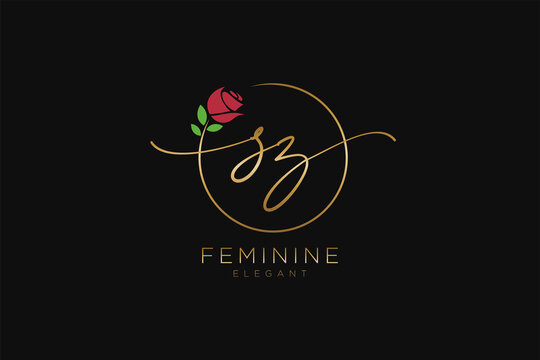initial SZ Feminine logo beauty monogram and elegant logo design, handwriting logo of initial signature, wedding, fashion, floral and botanical with creative template.