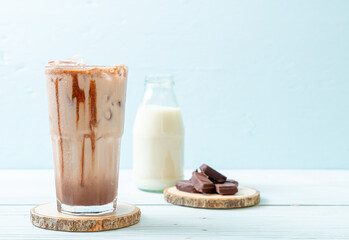 Iced chocolate milkshake drink