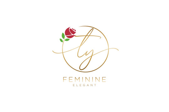 initial TY Feminine logo beauty monogram and elegant logo design, handwriting logo of initial signature, wedding, fashion, floral and botanical with creative template.