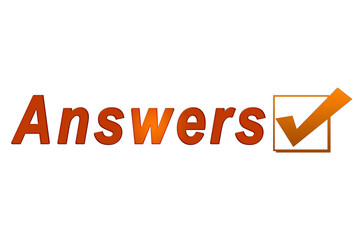 illustration of the word answers on white background
