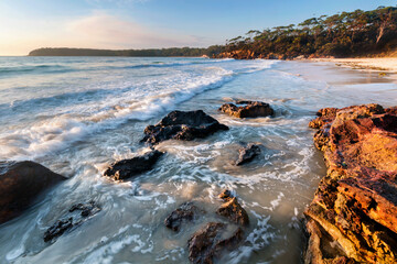rocks and sunlight on the beach