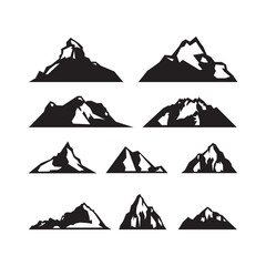 set of mountains Icon, Logo Design - Silhouette Mountain Symbol Icon and Logo