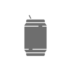 Vector beer can, tin, garbage gray icon.