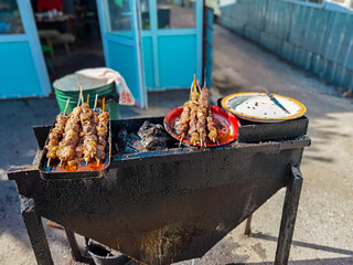 Shashlik grill in Kyrgyzstan