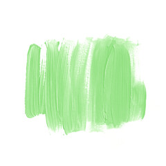 Green acrylic paint textured background vector. Organic creative banner. Brush stroke design.