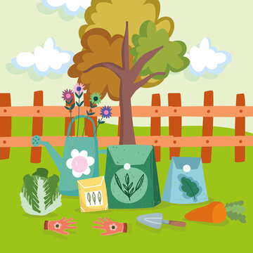 landscape garden and tools